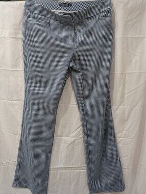 NY&Co 7th Avenue Design Studio Houndstooth Flare Dress Pants 16 Tall Blue White